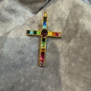 PSCO Multi colored Goldtone  Cross Pendant 1998 NEW